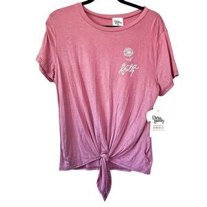 NWT! Dirtee Laundry Faith Graphic Tie Front Tee Size Medium